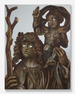 Rachel Feinstein, Chris and Christ, 2021. Oil, acrylic urethane, and charcoal on mirror, 44 × 34 inches (111.8 × 86.4 cm) © Rachel Feinstein. Photo: Prudence Cuming Associates Ltd