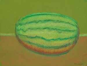 Richard Artschwager, Watermelon on Green Paper, 2011. Pastel on paper, 19 × 25 ¼ inches (48.3 × 64.1 cm) © 2022 Richard Artschwager/Artists Rights Society (ARS), New York