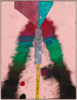 Sterling Ruby, TURBINE. GABAPENTIN., 2022 Acrylic, oil, and cardboard on canvas, 126 × 96 inches (320 × 243.8 cm)© Sterling Ruby. Photo: Jeff McLane