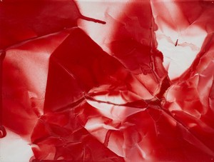 Steven Parrino, Untitled, 1991. Sprayed enamel on vellum, 9 × 12 inches (22.9 × 30.5 cm) © Steven Parrino, courtesy the Parrino Family Estate.