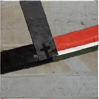 Theaster Gates, Gray Vestment, 2022 Industrial oil-based enamel, rubber torch down, bitumen, wood, and copper, 60 × 60 inches (152.4 × 152.4 cm)© Theaster Gates