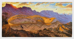 Walton Ford, Cabeza de Vaca, 2021. Watercolor, gouache, and ink on paper, 60 × 119 ¾ inches (152.4 × 304.2 cm) © Walton Ford. Photo: Tom Powel Imaging