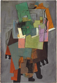 Pablo Picasso, Instruments de musique sur un guéridon, 1914–15 Oil and sand on canvas, 50 ⅝ × 34 ⅝ inches (128.5 × 88 cm)© 2023 Estate of Pablo Picasso/Artists Rights Society (ARS), New York