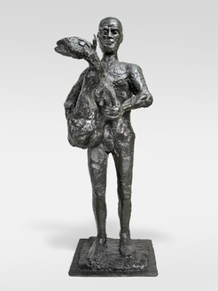 Pablo Picasso, Man with a Lamb, modeled 1943, cast 1948–50 Bronze, 79 ½ × 30 × 29 ½ inches (201.9 × 76.2 × 74.9 cm), Philadelphia Museum of Art© 2023 Estate of Pablo Picasso/Artists Rights Society (ARS), New York. Photo: Philadelphia Museum of Art