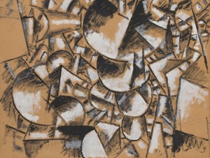 Fernand Léger, Dessin pour contrastes de formes (no. 1), c. 1913. Oil and gouache on paper, 19 ¾ × 25 ⅝ inches (50 × 64.9 cm) © 2023, ProLitteris, Zurich. Photo: Aurélien Mole