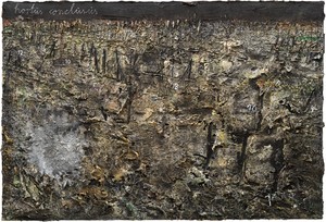 Anselm Kiefer, hortus conclusus, 2012. Emulsion, oil, acrylic, shellac, and chalk on canvas, 74 ⅞ × 110 ¼ inches (190 × 280 cm) © Anselm Kiefer. Photo: Georges Poncet