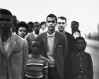 Black-and-white photograph by Richard Avedon of the Student Non-Violent Coordinating Committee, headed by Julian Bond in Atlanta, Georgia on March 23, 1963