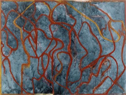Brice Marden, Blue Painting, 2022–23 Oil on linen, 72 × 96 inches (182.9 × 243.8 cm)© 2023 Estate of Brice Marden/Artists Rights Society (ARS), New York. Photo: Rob McKeever