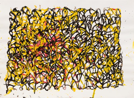 Brice Marden, Untitled, 2021–23 Kremer ink and graphite on Rives BFK paper, 22 × 33 inches (55.9 × 83.8 cm)© 2023 Estate of Brice Marden/Artists Rights Society (ARS), New York. Photo: Rob McKeever