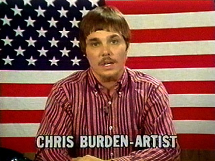 Chris Burden, The TV Commercials 1973–1977, 1973–77/2000 (still) Video, color, sound, 3 min. 46 sec.Edited by Peter Kirby, Media Art Services© 2023 Chris Burden/Licensed by the Chris Burden Estate and Artists Rights Society (ARS), New York. Courtesy Electronic Arts Intermix (EAI), New York