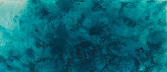 Cy Gavin, Floor Painting #1 (Natural spring), 2023 Acrylic and vinyl on canvas, 136 × 304 inches (345.4 × 772.2 cm)© Cy Gavin. Photo: Rob McKeever