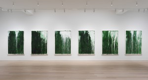 Installation view with Cy Twombly, Untitled I–VI (Green Painting), 2002–03. Artwork © Cy Twombly Foundation. Photo: Rob McKeever