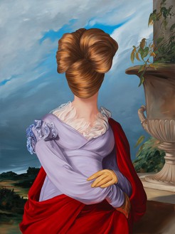 Ewa Juszkiewicz, On the Terrace (after Thomas Sully), 2023 Oil on canvas, 39 ⅜ × 29 ½ inches (100 × 75 cm)© Ewa Juszkiewicz