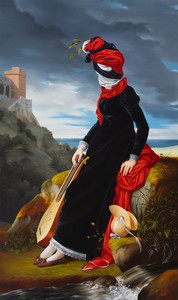 Ewa Juszkiewicz, In a Shady Valley, Near a Running Water (after François Gérard), 2023. Oil on canvas, 106 ⅜ × 63 inches (270 × 160 cm) © Ewa Juszkiewicz