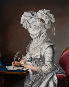 Ewa Juszkiewicz, The Letter (after Adélaïde Labille-Guiard), 2023. Oil on canvas, 57 ⅛ × 45 ¼ inches (145 × 115 cm) © Ewa Juszkiewicz
