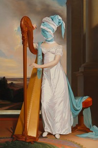 Ewa Juszkiewicz, The Harpist (after Thomas Sully), 2023. Oil on canvas, 102 ⅜ × 68 ⅛ inches (260 × 173 cm) © Ewa Juszkiewicz