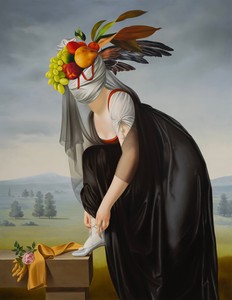 Ewa Juszkiewicz, The Hunting (after Marie-Denise Villers), 2023. Oil on canvas, 70 ⅞ × 55 ⅛ inches (180 × 140 cm) © Ewa Juszkiewicz