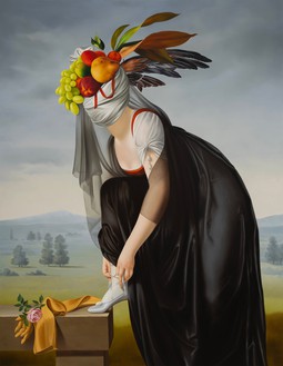 Ewa Juszkiewicz, The Hunting (after Marie-Denise Villers), 2023 Oil on canvas, 70 ⅞ × 55 ⅛ inches (180 × 140 cm)© Ewa Juszkiewicz