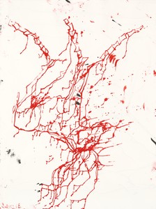 Georg Baselitz, Hirsch, 2022. Ink on paper, 39 ⅜ x 29 ½ inches (100 × 75 cm) © Georg Baselitz 2023. Photo: Jochen Littkemann