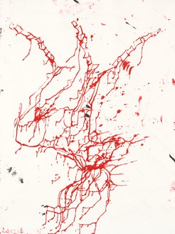 Georg Baselitz, Hirsch, 2022 Ink on paper, 39 ⅜ x 29 ½ inches (100 × 75 cm)© Georg Baselitz 2023. Photo: Jochen Littkemann