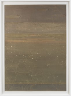 Hao Liang, A Thread of Sky, 2021 Ink and color on silk, 81 ½ × 58 ¼ inches (207 × 148 cm)© Hao Liang. Photo: Prudence Cuming Associates Ltd