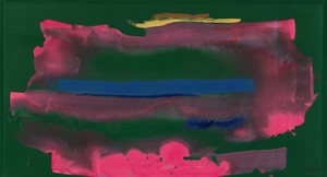 Helen Frankenthaler, Reef, 1991. Acrylic on canvas, 44 ¾ × 82 ¾ inches (113.7 × 210.2 cm) © 2023 Helen Frankenthaler Foundation, Inc./Artists Rights Society (ARS), New York. Photo: Rob McKeever