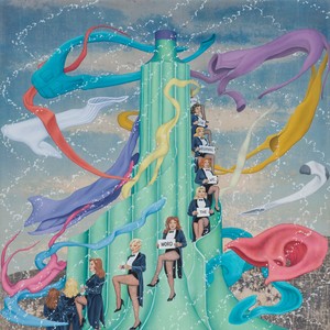 Jim Shaw, Down By the Old Maelstrom (where I split in two), 2022. Oil and acrylic on muslin, 60 × 60 inches (152.4 × 152.4 cm) © Jim Shaw. Photo: Jeff McLane