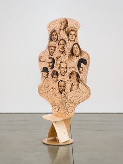 Jim Shaw, The Sybil Seat, 2022 Wood, metal, and acrylic paint, 78 × 24 × 24 inches (198.1 × 61 × 61 cm)© Jim Shaw. Photo: Jeff McLane