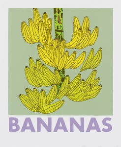 Jonas Wood, Bananas, 2022. 9-color screen print on Rising museum board, 28 × 23 inches (71.1 × 58.4 cm), edition of 200 + 25 AP © Jonas Wood