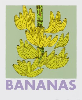 Jonas Wood, Bananas, 2022 9-color screen print on Rising museum board, 28 × 23 inches (71.1 × 58.4 cm), edition of 200 + 25 AP© Jonas Wood