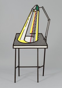 Roy Lichtenstein, Lamp on Table, 1977. Painted and patinated bronze, 74 × 34 ¾ × 18 inches (188 × 88.3 × 45.7 cm), edition of 3 © Estate of Roy Lichtenstein. Photo: Rob McKeever