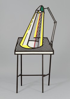 Roy Lichtenstein, Lamp on Table, 1977 Painted and patinated bronze, 74 × 34 ¾ × 18 inches (188 × 88.3 × 45.7 cm), edition of 3© Estate of Roy Lichtenstein. Photo: Rob McKeever