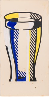 Roy Lichtenstein, Glass V (Study), c. 1977 Tape, cut painted paper, cut printed paper, cut paper, acrylic, and graphite pencil on foam core, 96 ⅛ × 48 inches (244.2 × 121.9 cm)© Estate of Roy Lichtenstein. Photo: Rob McKeever