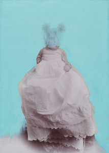 Llyn Foulkes, Untitled: Baby Mickey, 2020. Pigment print and oil on panel, 22 × 16 inches (55.9 × 40.6 cm) © Llyn Foulkes. Photo: Jeff McLane