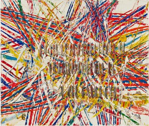 Mark Grotjahn, Untitled (Capri 54.67), 2022. Oil on cardboard, 36 ⅜ × 43 ¼ inches (92.4 × 109.9 cm) © Mark Grotjahn. Photo: Douglas M. Parker Studio
