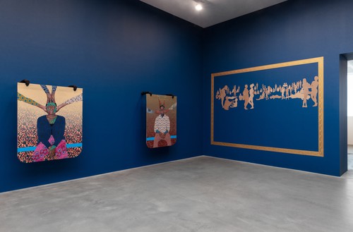 Installation view Artwork, left to right: © Patrick Quarm, © Mary Evans. Photo: Lucy Dawkins