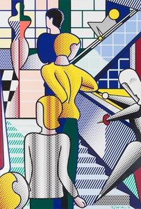 Roy Lichtenstein, Bauhaus Stairway Mural, 1989. Oil and Magna on canvas, 26 feet 5 ¾ inches × 17 feet 11 ¾ inches (807.1 × 548 cm) © Estate of Roy Lichtenstein. Photo: Rob McKeever
