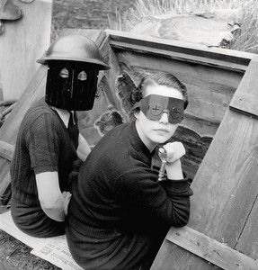 Lee Miller, Women with Fire Masks, London, England 1941, 1941. Gelatin silver print, 9 ½ × 9 inches (24.1 × 22.7 cm) © Lee Miller Archives, England 2023. All rights reserved. leemiller.co.uk