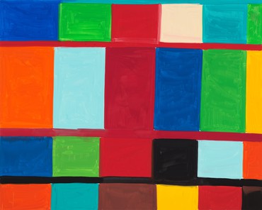Painting by Stanley Whitney comprising various colored rectangles
