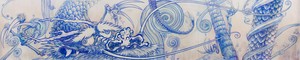 Takashi Murakami, Dragon in Clouds – Indigo Blue, 2010. Acrylic on canvas mounted on board, 11 feet 11 inches × 59 feet ⅝ inches (3.6 × 18 m) ©️ 2010 Takashi Murakami/Kaikai Kiki Co., Ltd. All rights reserved. Photo: Sebastiano Pellion di Persano