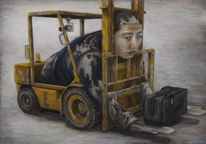 Tetsuya Ishida, Gripe, 1997. Acrylic on canvas mounted on board, 16 ⅝ × 23 ⅜ inches (42 × 59.4 cm) © Tetsuya Ishida Estate