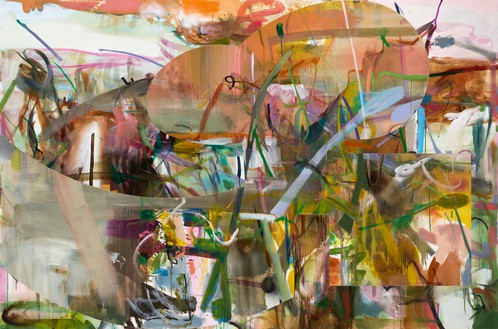 Albert Oehlen, Ömega Man 22, 2022 Oil, acrylic, and lacquer on canvas, 88 ⅞ × 135 inches (225.6 × 342.9 cm)© Albert Oehlen. Photo: Simon Vogel