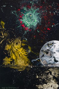 Thomas Houseago, Ghost Moon for A.W., 2023. Acrylic on canvas, 108 × 72 inches (274.3 × 182.9 cm) © Thomas Houseago. Photo: Paul Salveson