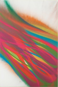Katharina Grosse, Untitled, 2022. Acrylic on canvas, 93 ¾ × 62 ¼ inches (238.1 × 158.1 cm) © Katharina Grosse and VG Bild-Kunst, Bonn, Germany 2023. Photo: Jens Ziehe