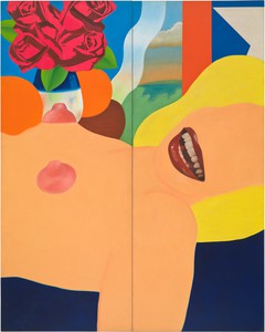 Tom Wesselmann, Great American Nude #53, 1964. Oil and printed reproductions on canvas, in 2 parts, overall: 120 × 96 inches (304.8 × 243.8 cm) © The Estate of Tom Wesselmann/Licensed by ARS/VAGA, New York