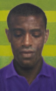 Y.Z. Kami, Isaac in Purple Shirt, 2022. Oil on linen, 58 ½ × 36 inches (148.6 × 91.4 cm) © Y.Z. Kami. Photo: Rob McKeever