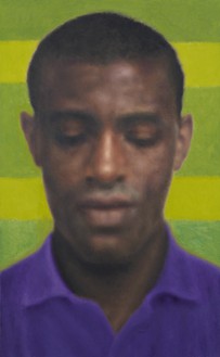 Y.Z. Kami, Isaac in Purple Shirt, 2022 Oil on linen, 58 ½ × 36 inches (148.6 × 91.4 cm)© Y.Z. Kami. Photo: Rob McKeever