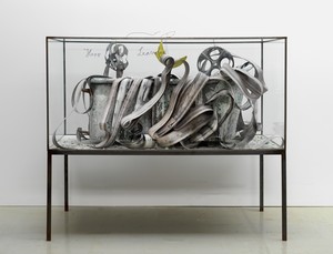 Anselm Kiefer, Hero und Leander (Hero and Leander), 2012. Glass, steel, lead, photographic prints on paper mounted on lead, electrolyzed zinc, oil, and acrylic, 63 ¾ × 73 ⅝ × 34 ¼ inches (162 × 187 × 87 cm) © Anselm Kiefer. Photo: Georges Poncet