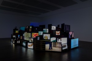 Installation view with Douglas Gordon, Pretty much every film and video work from about 1992 until now... (1999–). Artwork © Studio lost but found/VG Bild-Kunst, Bonn, Germany, 2024. Photo: Lucy Dawkins