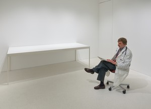 Installation view with Duane Hanson, Medical Doctor (1992–94). Artwork © 2024 Estate of Duane Hanson/Licensed by VAGA at Artists Rights Society (ARS), New York. Photo: Prudence Cuming Associates Ltd